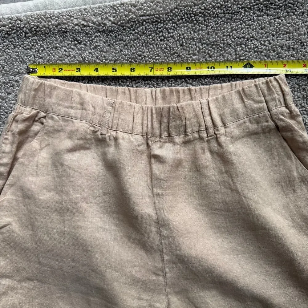 NWT Quince 100% European Linen Driftwood Beige Tan Pull On Pants Size Small